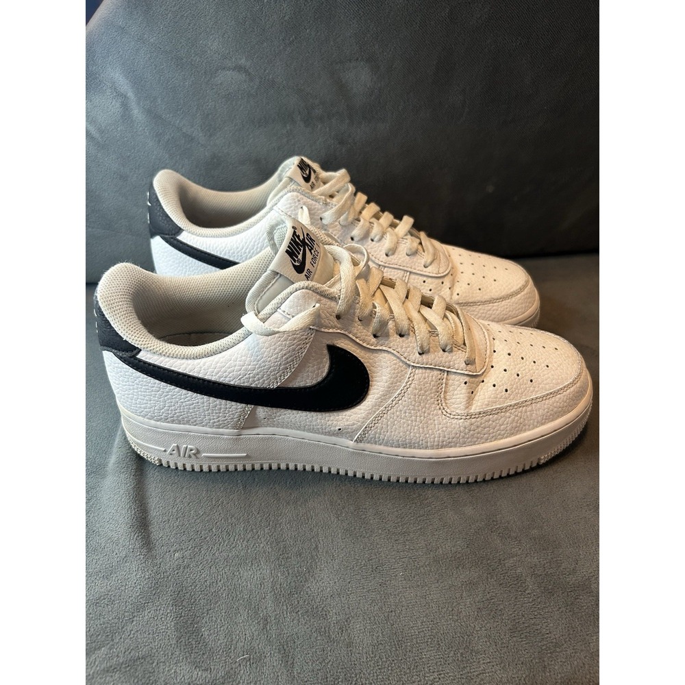 Nike Air Force 1 '07 Low CT2302-100 White Black Men's Size 12 Leather Sneakers